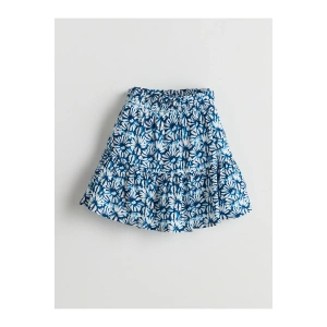LCW Kids Mavi Beli Lastikli Çiçekli Kız Çocuk Şort Etek