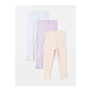 LCW Kids Mavi Beli Lastikli Çizgili Kız Bebek Tayt 3lü