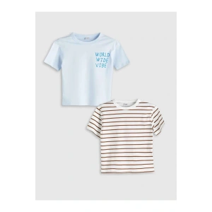 LCW Kids Mavi Bisiklet Yaka Erkek Çocuk Tişört 2li