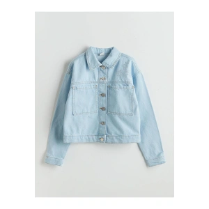 LCW Kids Mavi Taşlı Kız Çocuk Jean Ceket