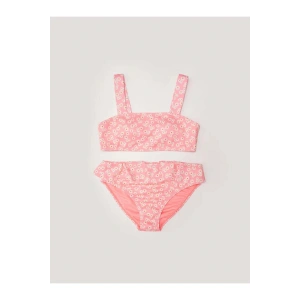 LCW Kids Mercan Esnek Kumaştan Baskılı Kız Çocuk Bikini
