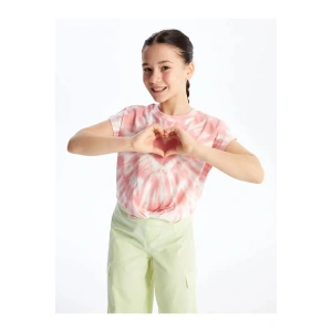 LCW Kids Pembe Bisiklet Yaka Kısa Kollu Kız Çocuk Crop Tişört