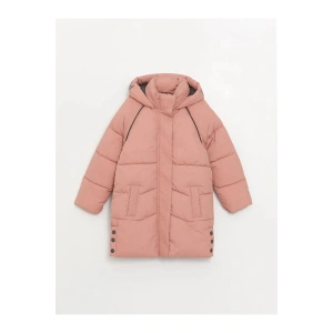 LCW Kids Pembe Kapüşonlu Kız Çocuk Kaban