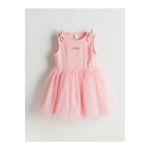 LCW Kids Pembe Nakışlı Kız Çocuk Kaşkorse Elbise