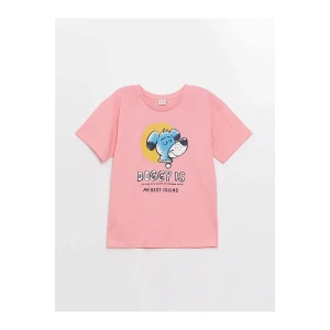 LCW Kids Pembe Rahat Kalıp Bisiklet Yaka Baskılı Erkek Çocuk Tişört