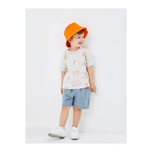 LCW Kids Petrol Beli Lastikli Baskılı Erkek Bebek Şort