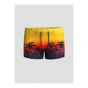 LCW Kids Sari Beli Lastikli Baskılı Erkek Çocuk Yüzme Şort