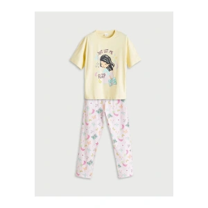 LCW Kids Sari Bisiklet Yaka Kız Çocuk Pijama Takımı
