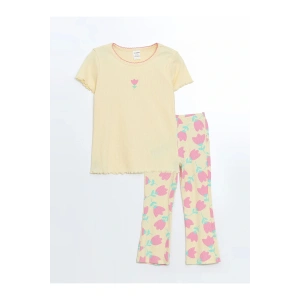 LCW Kids SARI Fırfırlı Kız Bebek Tişört ve Tayt 2li