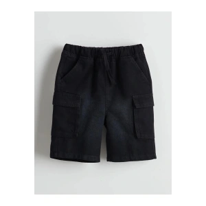 LCW Kids Siyah Beli Lastikli Erkek Çocuk Jean Şort