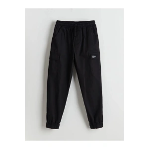 LCW Kids Siyah Beli Lastikli Erkek Çocuk Kargo Jogger Pantolon
