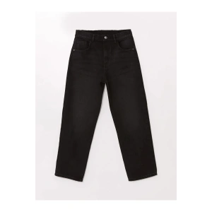 LCW Kids Siyah Beli Lastikli Loose Fit Erkek Çocuk Jean Pantolon