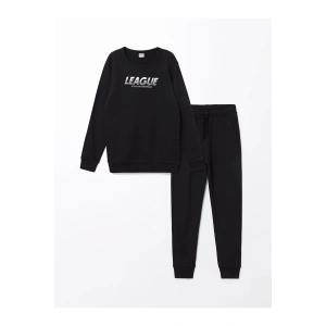 LCW Kids Siyah Bisiklet Yaka Erkek Çocuk Kalın Eşofman Takımı