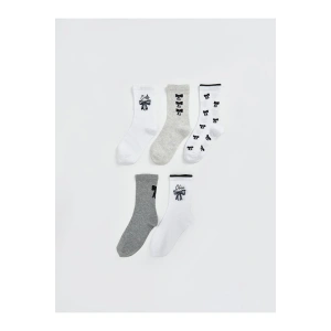 LCW Kids Siyah Desenli Kız Çocuk Soket Çorap 5li