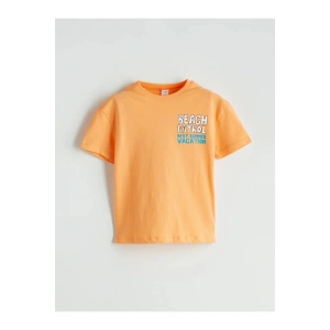 LCW Kids Turuncu Bisiklet Yaka Baskılı Erkek Çocuk Tişört