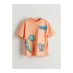 LCW Kids Turuncu Bisiklet Yaka Erkek Çocuk Tişört