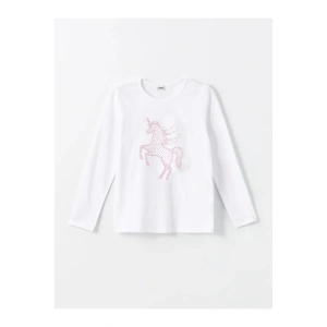 LCW Kids Uçuk Pembe Bisiklet Yaka Kız Çocuk Tişört