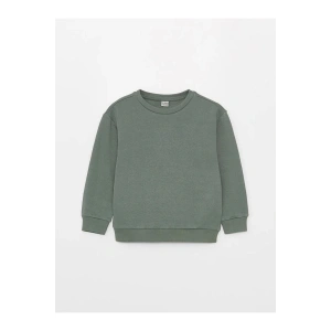 LCW Kids Yeşil Bisiklet Yaka Basic Uzun Kollu Kız Çocuk Sweatshirt