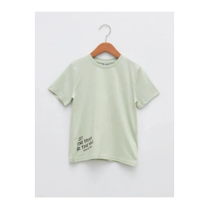 LCW Kids Yeşil Bisiklet Yaka Baskılı Kısa Kollu Erkek Çocuk Tişört