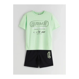 LCW Kids Yeşil Bisiklet Yaka Erkek Çocuk Tişört ve Şort