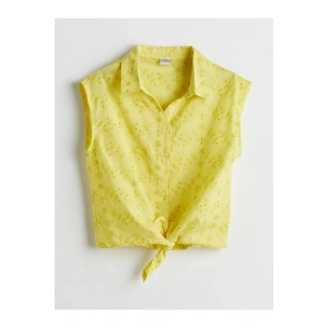 LCW Kids Yeşil Fisto Detaylı Kız Çocuk Gömlek