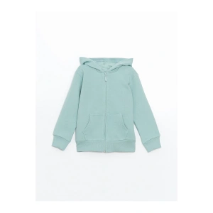 LCW Kids Yeşil Uzun Kollu Kız Çocuk Kalın Fermuarlı Sweatshirt