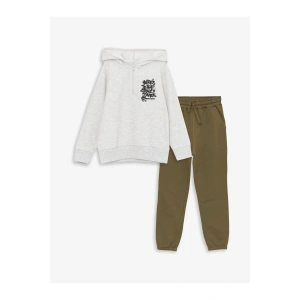 LCW Kids Baskılı Uzun Kollu Erkek Çocuk Hoodie ve Eşofman Altı