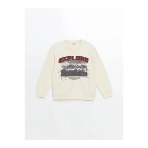 LCW KidsBej Bisiklet Yaka Erkek Çocuk Kalın Sweatshirt