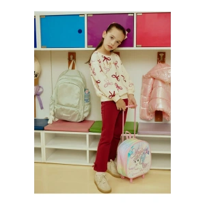 LCW KidsEkru Fiyonk Baskılı Kız Çocuk Sweatshirt Ve Tayt 2li