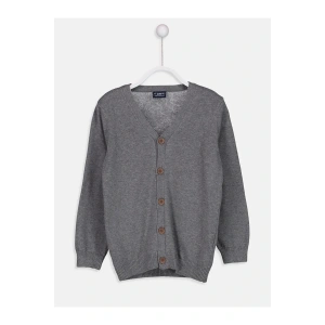 LCW KidsGri V Yaka Erkek Çocuk Hırka