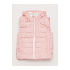 LCW Kids Pembe Kapüşonlu Basic Kız Çocuk Şişme Yelek