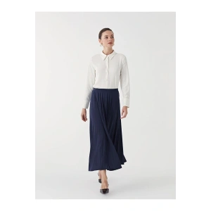 LCW Modest  Beli Lastikli Düz Krep Kadın Pileli Etek