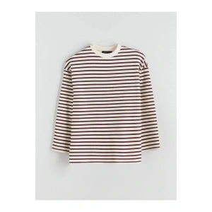 LCW Modest Bisiklet Yaka Çizgili Kadın Sweatshirt Tunik (W5)