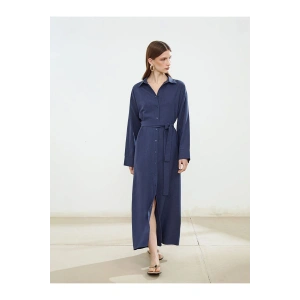 LCW Modest Keten Karışımlı Kadın Gömlek Elbise