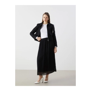 LCW Modest Siyah Beli Lastikli Dokulu Kadın Etek