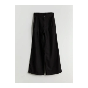 LCW Teen Siyah Beli Lastikli Pileli Genç Kız Pantolon