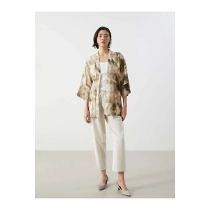 LCW Vision Bej Beli Lastikli Keten Karışımlı Kadın Pantolon