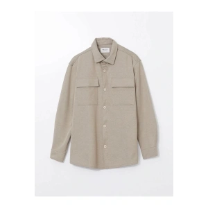 LCW Vision Bej Regular Fit Uzun Kollu Erkek Gömlek Ceket