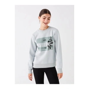 LCW Vision Bisiklet Yaka Baskılı Uzun Kollu Kadın Sweatshirt