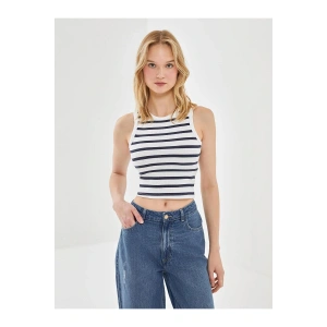 LCW Vision Bisiklet Yaka Çizgili Kadın Crop (S5)