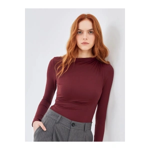 LCW Vision Bordo Dik Yaka Kadın Body