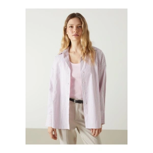 LCW Vision Çizgili Oversize Poplin Kadın Gömlek