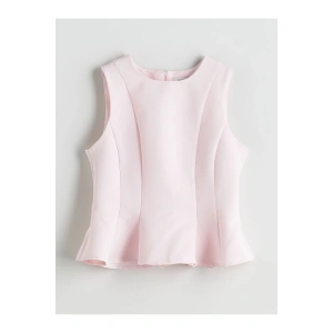 LCW Vision Pembe Bisiklet Yaka Peplum Bluz