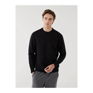 LCW Vision Siyah Bisiklet Yaka Uzun Kollu Erkek Sweatshirt