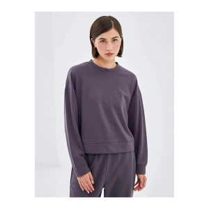 LCW VisionAntrasit Bisiklet Yaka Oversize Kadın Sweatshirt