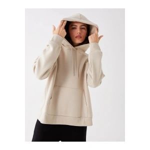 LCW Vision Bej Düz Oversize Kadın Hoodie