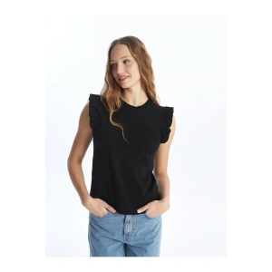 LCW Vision Bisiklet Yaka Düz Kısa Kollu Kadın Tişört