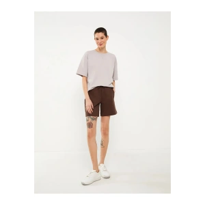 LCW Vision Kahverengi Kadın Beli Lastikli Düz Şort