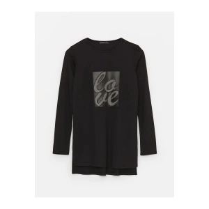 LCWAIKIKI Basic Bisiklet Yaka Baskılı Uzun Kollu Kadın Bluz