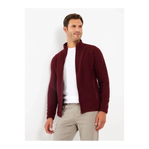 LCWAIKIKI Basic Bordo Rahat Kalıp Dik Yaka Erkek Spor Hırka